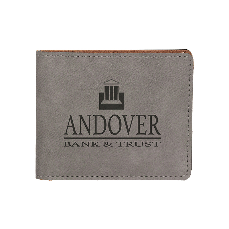 レーザー加工可能なレザーレット二つ折りメンズ財布、コインポケット付き