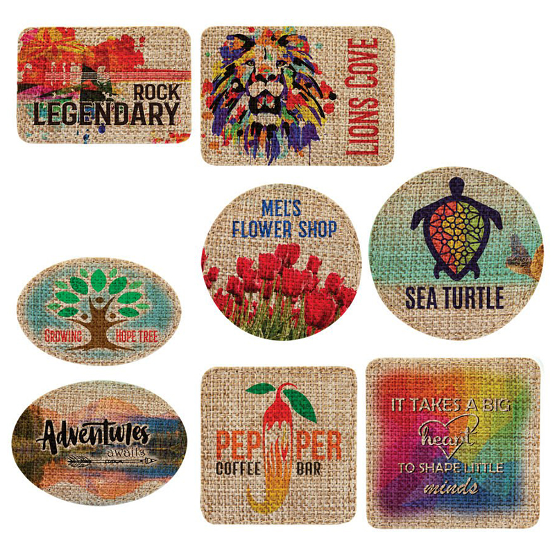 3 インチ丸型黄麻布昇華可能パッチ、接着剤付き
