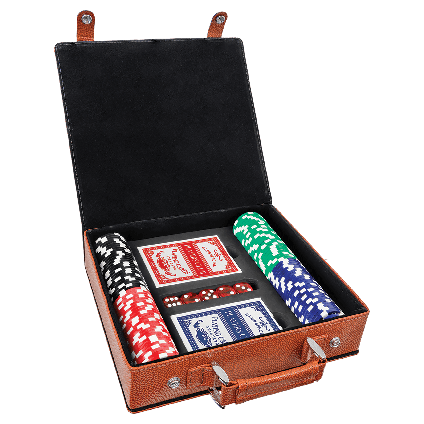 レーザー加工可能なレザーレット ポーカー、カード、ダイスのセット