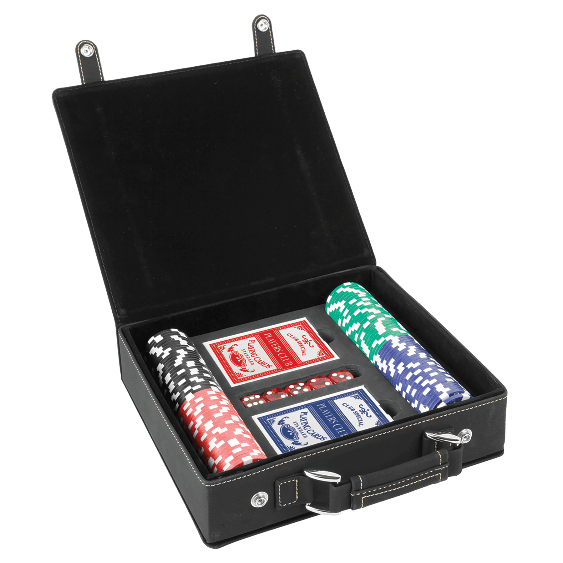 レーザー加工可能なレザーレット ポーカー、カード、ダイスのセット