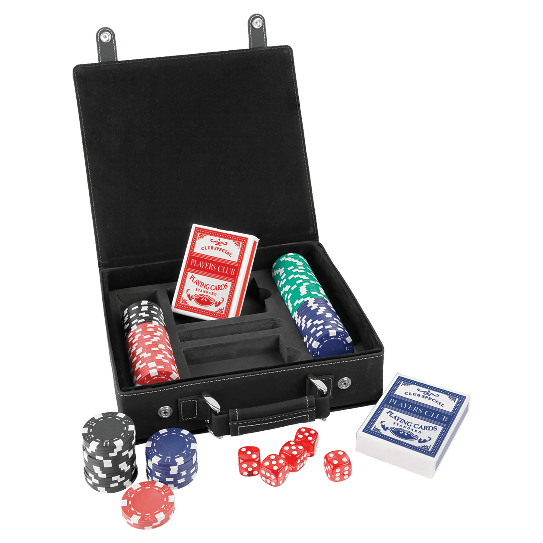 レーザー加工可能なレザーレット ポーカー、カード、ダイスのセット