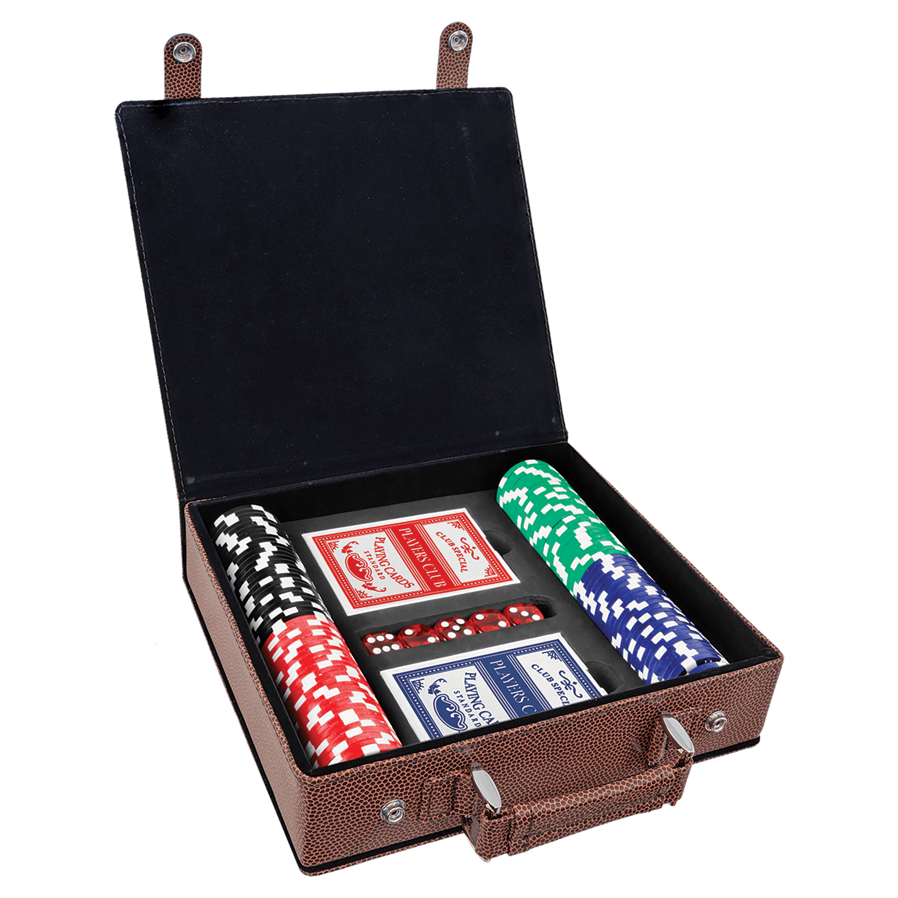 レーザー加工可能なレザーレット ポーカー、カード、ダイスのセット