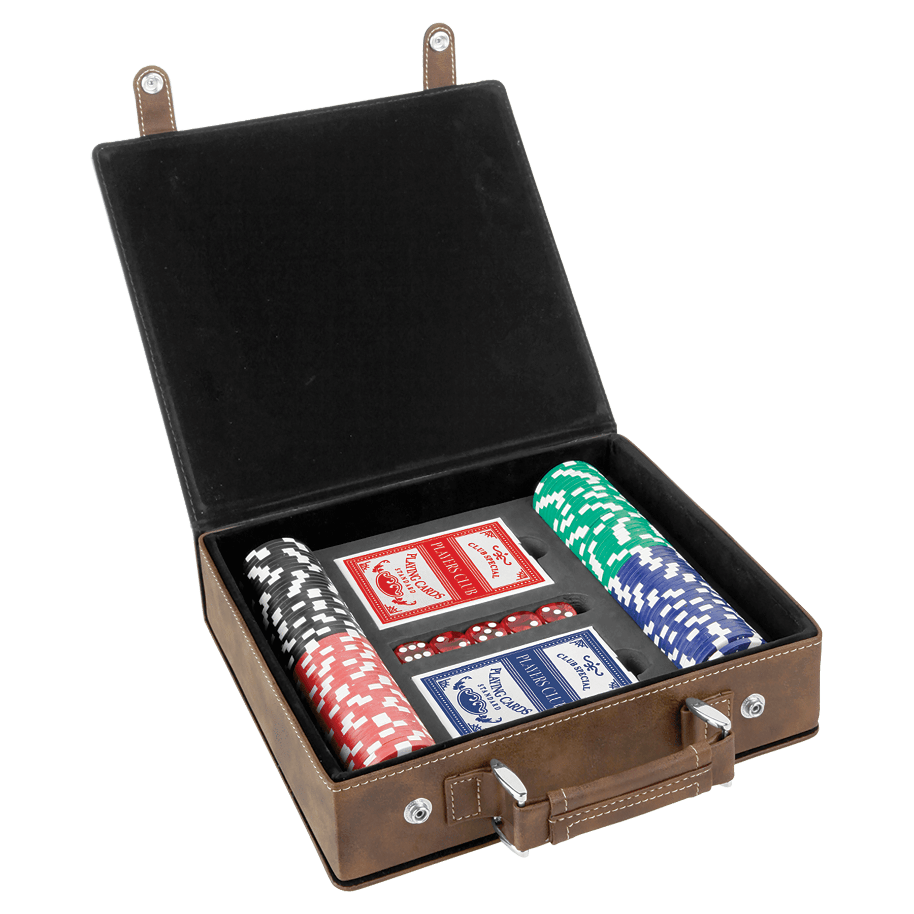 レーザー加工可能なレザーレット ポーカー、カード、ダイスのセット