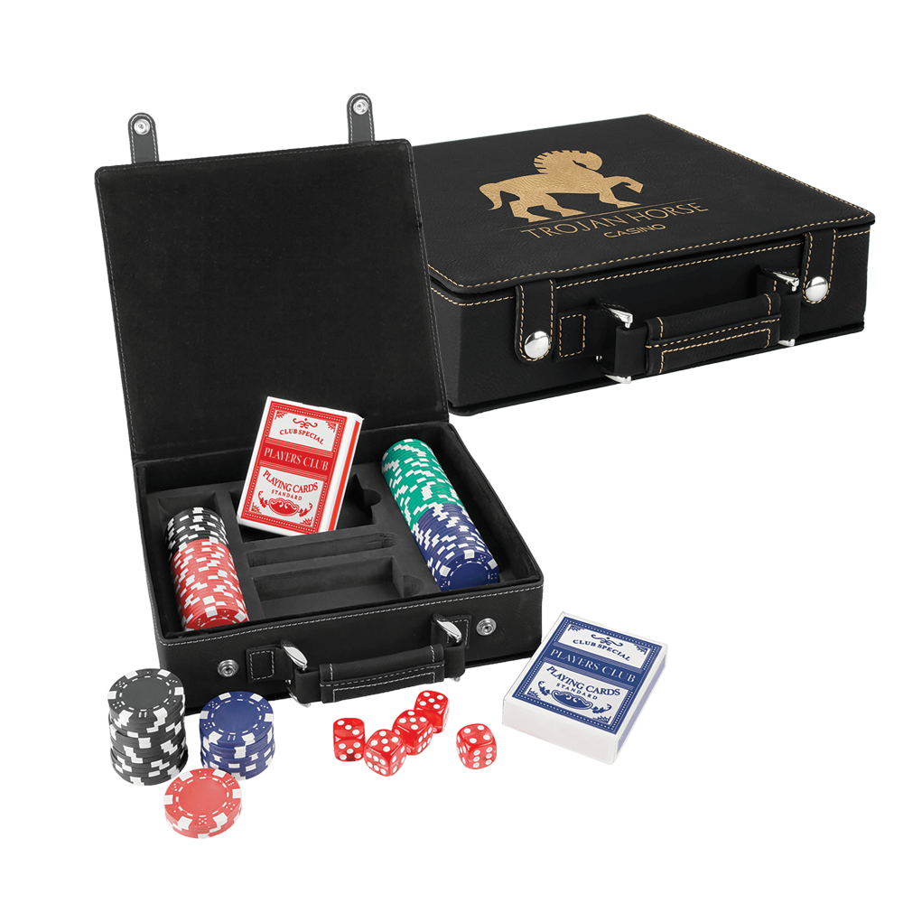 レーザー加工可能なレザーレット ポーカー、カード、ダイスのセット