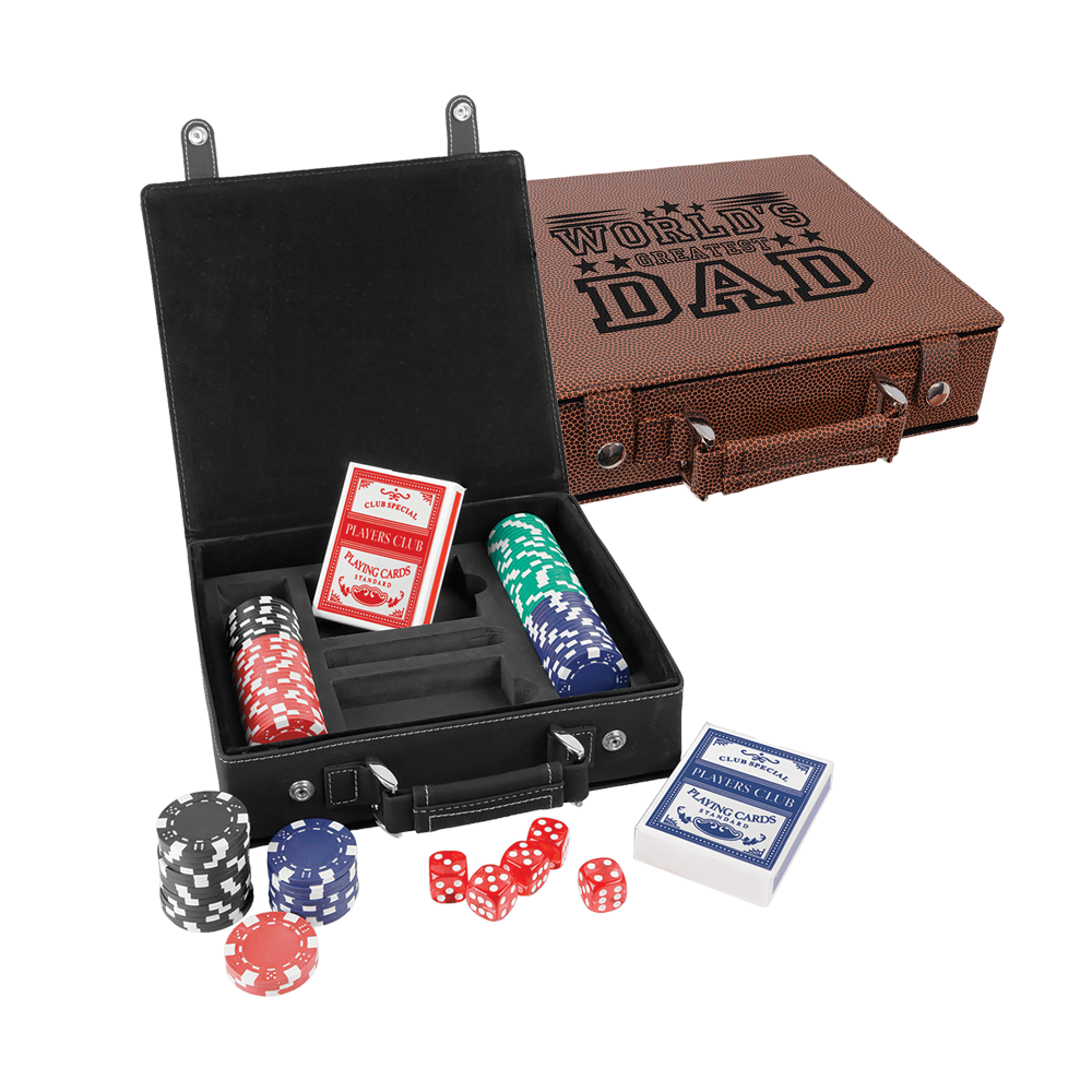 レーザー加工可能なレザーレット ポーカー、カード、ダイスのセット