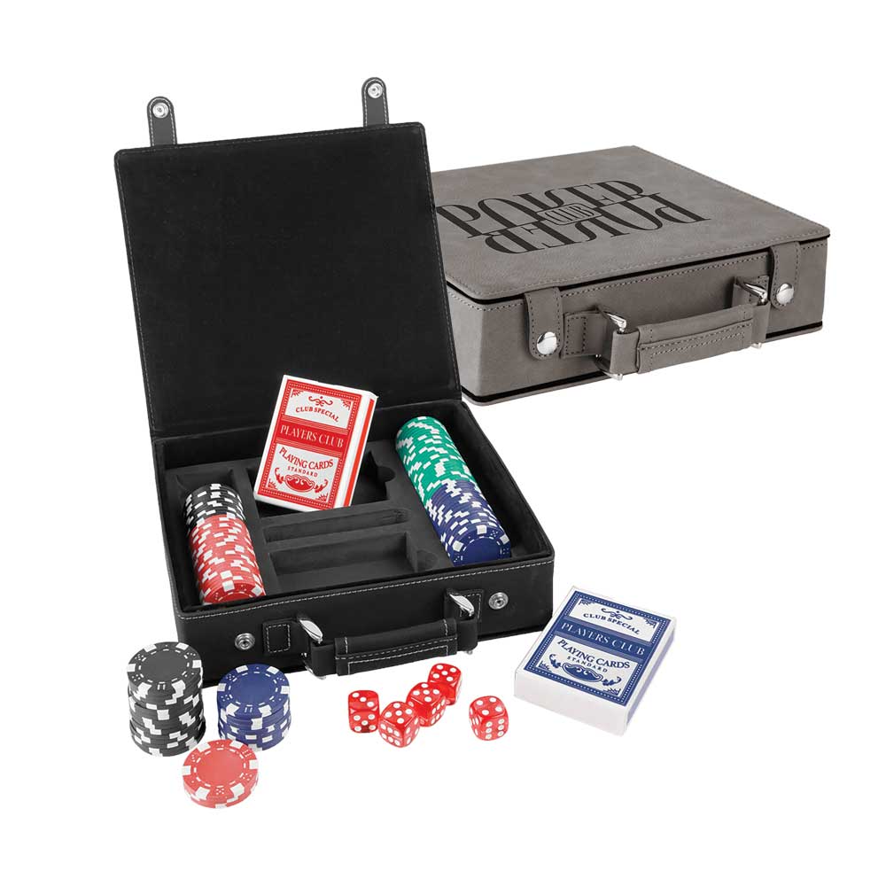 レーザー加工可能なレザーレット ポーカー、カード、ダイスのセット