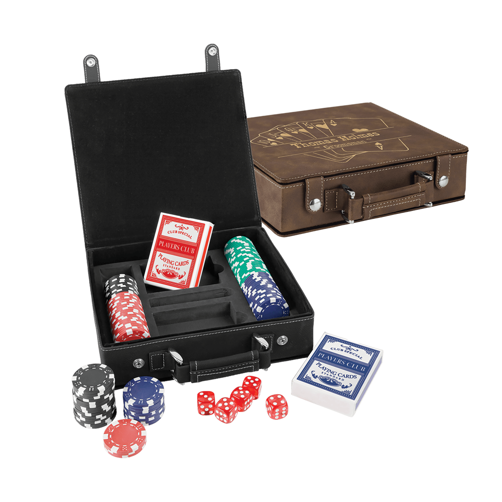 レーザー加工可能なレザーレット ポーカー、カード、ダイスのセット