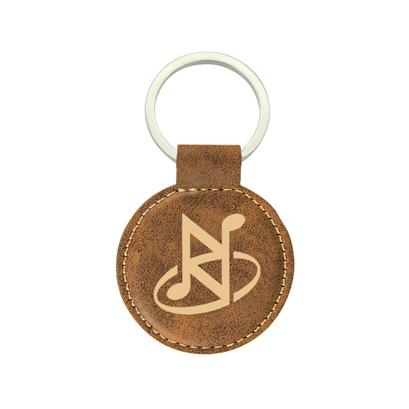 レーザー加工可能なレザーレット ラウンド キーチェーン