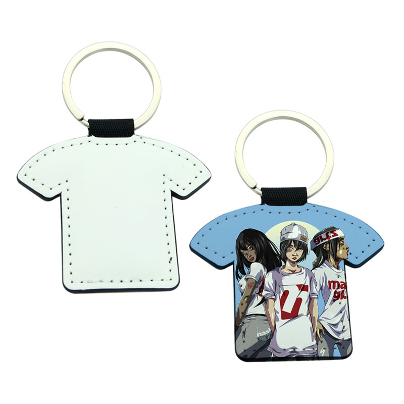 昇華PUレザーTシャツシェイプキーリング - 両面印刷