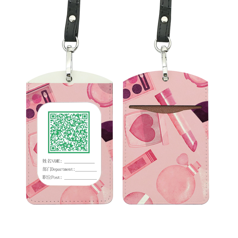 昇華レザーレット ID バッジ ホルダー - ストレート ダブル カード レイヤー 昇華レザーレット ID バッジ ホルダー - ストレート ダブル カード レイヤー
